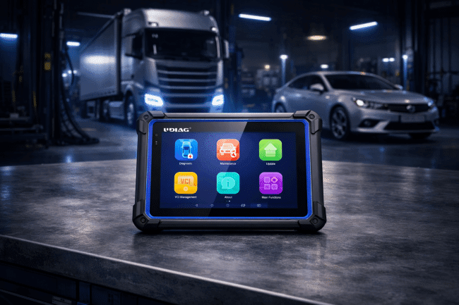 valise diagnostic multimarque UDIAG X-50 face écran 7 pouces IPS