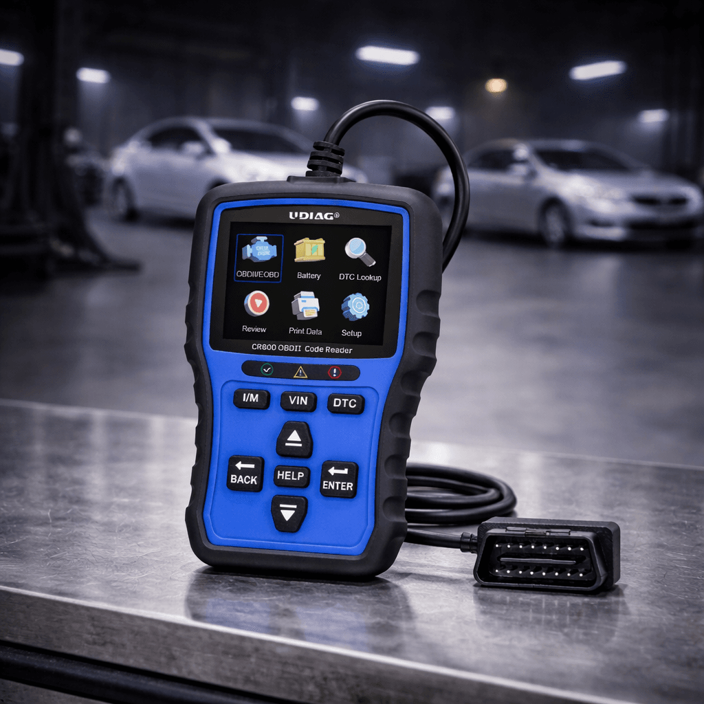 lecteur code OBD2 testeur batterie CR800 vue face écran couleur