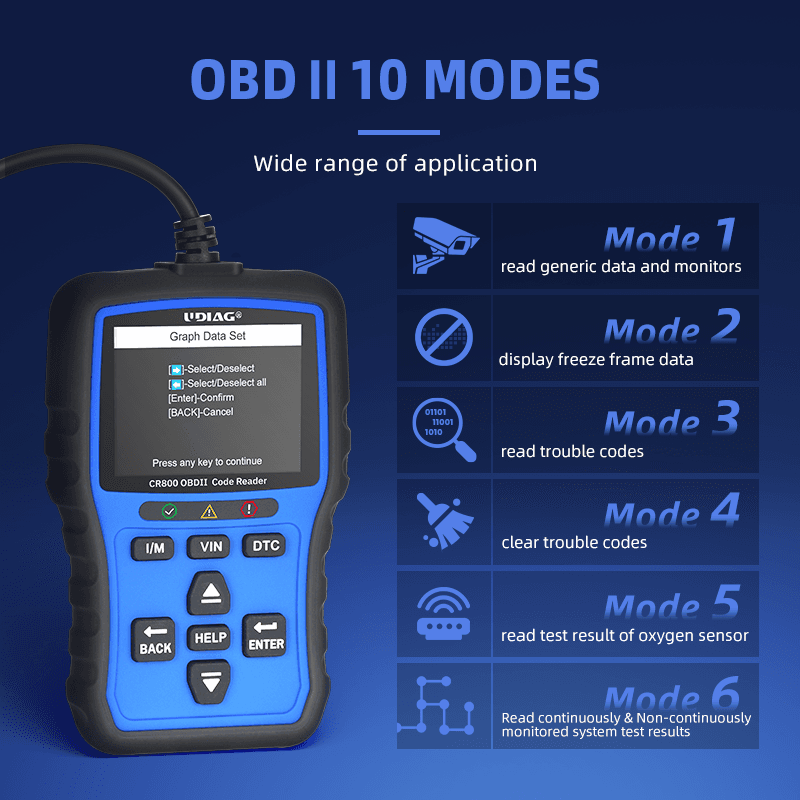 lecteur code OBD2 testeur batterie CR800 vue arrière