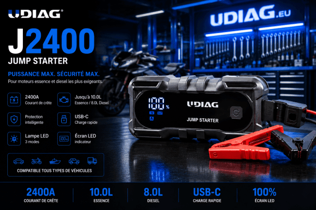 UDIAG J2400 Booster Démarreur Portable